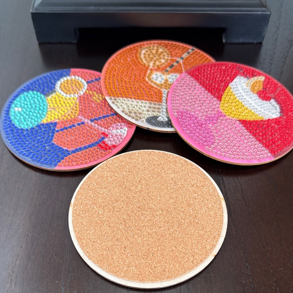 Handcrafted Diamond Art Cocktail Themed Coasters – Set of 4 - Picture 4 of 6